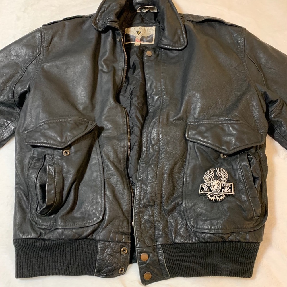 ***Vintage*** Genuine Leather biker jacket